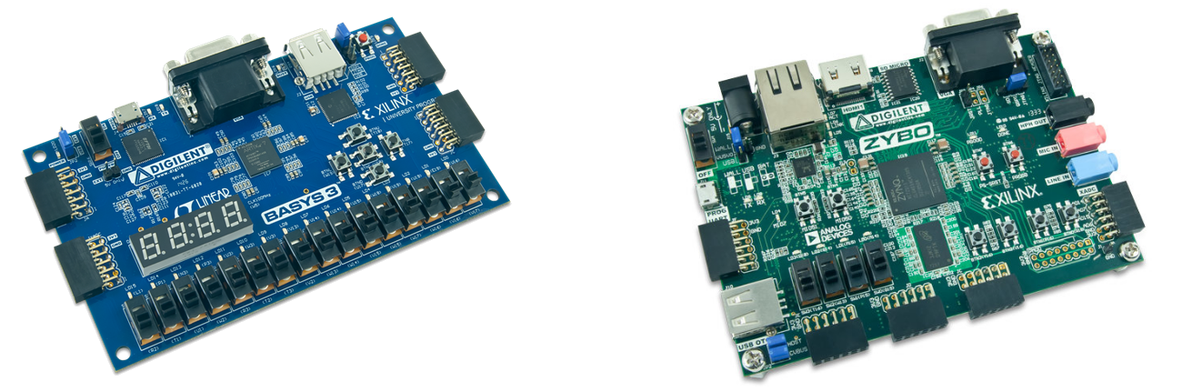 Placas de desenvolvimento Basys3 e ZYBO